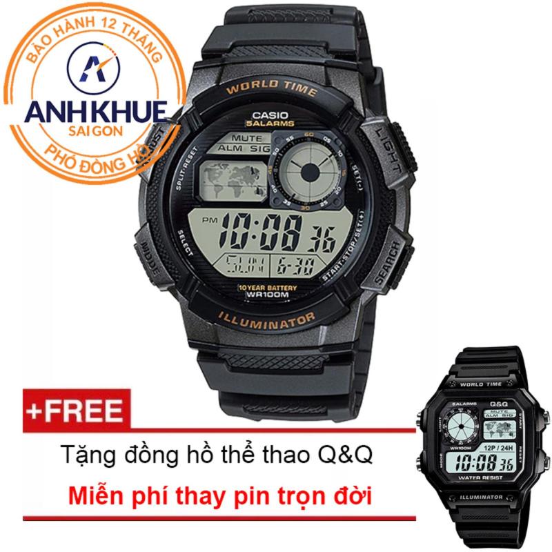 Đồng hồ nam dây nhựa Casio Anh Khuê AE-1000W-4AVDF + Tặng đồng hồ thể thao Q&Q bán chạy
