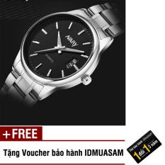 Đồng hồ nam dây thép không gỉ cao cấp Nary 2521 (Mặt đen) + Tặng kèm voucher bảo hành IDMUASAM