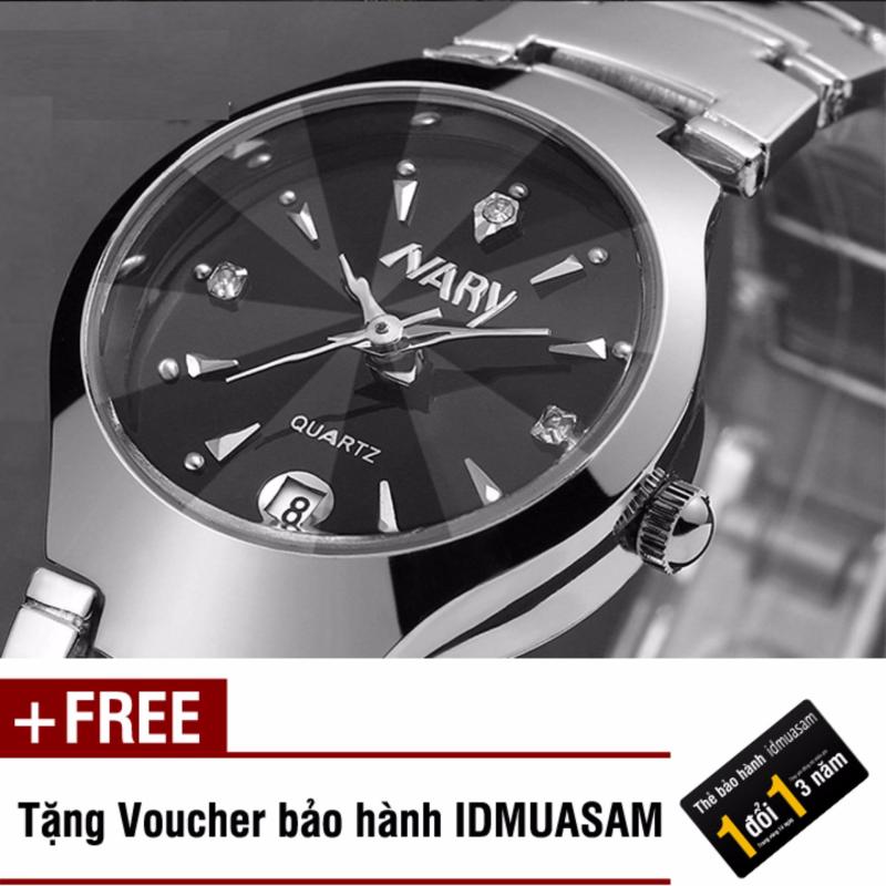 Nơi bán Đồng hồ nam dây thép không gỉ cao cấp Nary 2561 (Đen) + Tặng kèm voucher bảo hành IDMUASAM