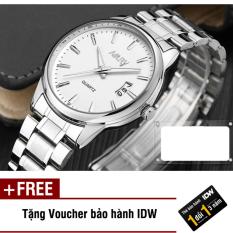 Đồng hồ nam dây thép không gỉ cao cấp Nary IDW 2522 (Mặt trắng) + Tặng kèm voucher bảo hành IDW