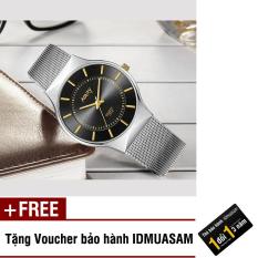 Đồng hồ nam dây thép không rỉ cao cấp Nary S0431 (Mặt đen kim vàng) + Tặng kèm voucher bảo hành IDMUASAM