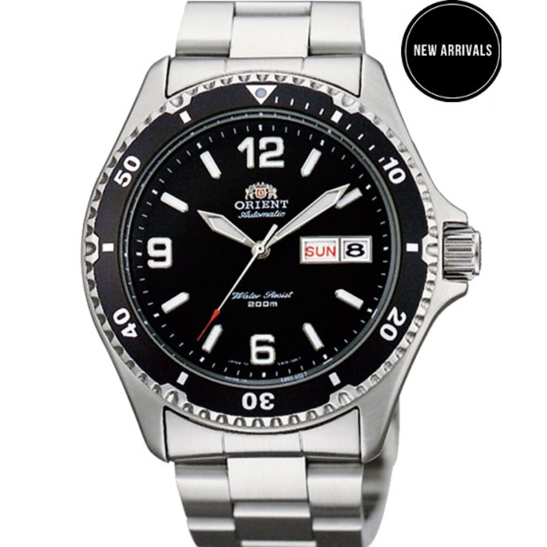 Đồng hồ nam dây thép Orient Mako II Black FAA02001B9