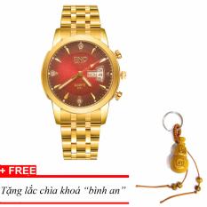 Đồng hồ nam dây thép SINO Japan(Mặt Đỏ) – MDH-S8281, tặng lắc chìa khoá gỗ bình an