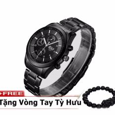 Đồng hồ nam dây thép thương hiệu BOSCK Japan movt 8251 + Tặng kèm vòng tay tỳ hưu may mắn phát tài