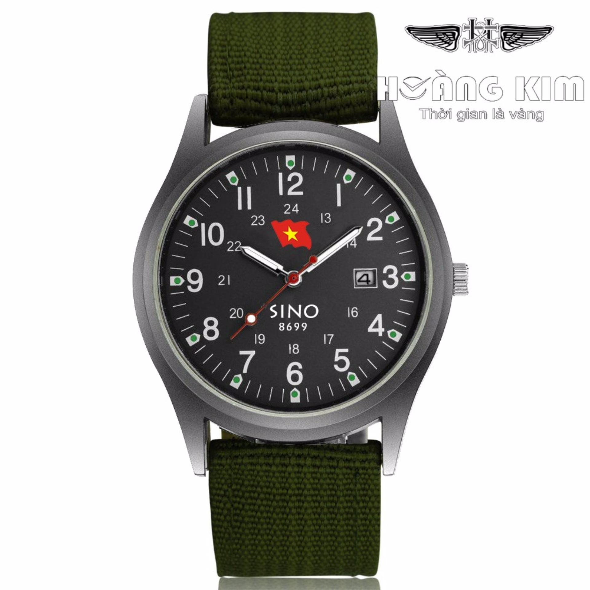 Đồng hồ nam dây vải quân đội Sino Japan SI8699 - dây xanh rêu