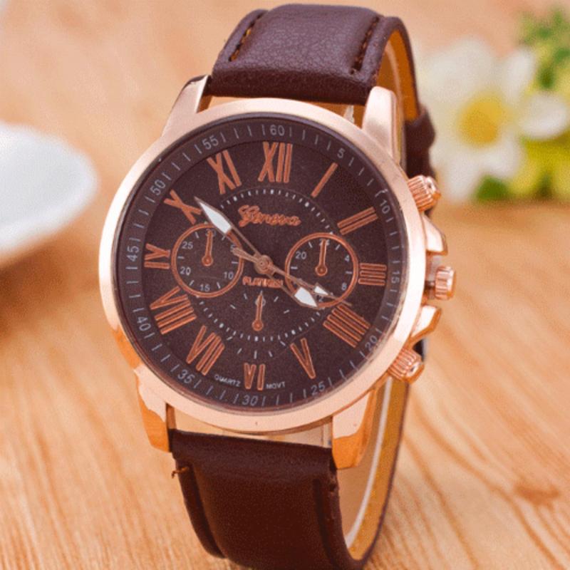 Nơi bán Đồng hồ Nam Geneva dây da tổng hợp (Nâu)