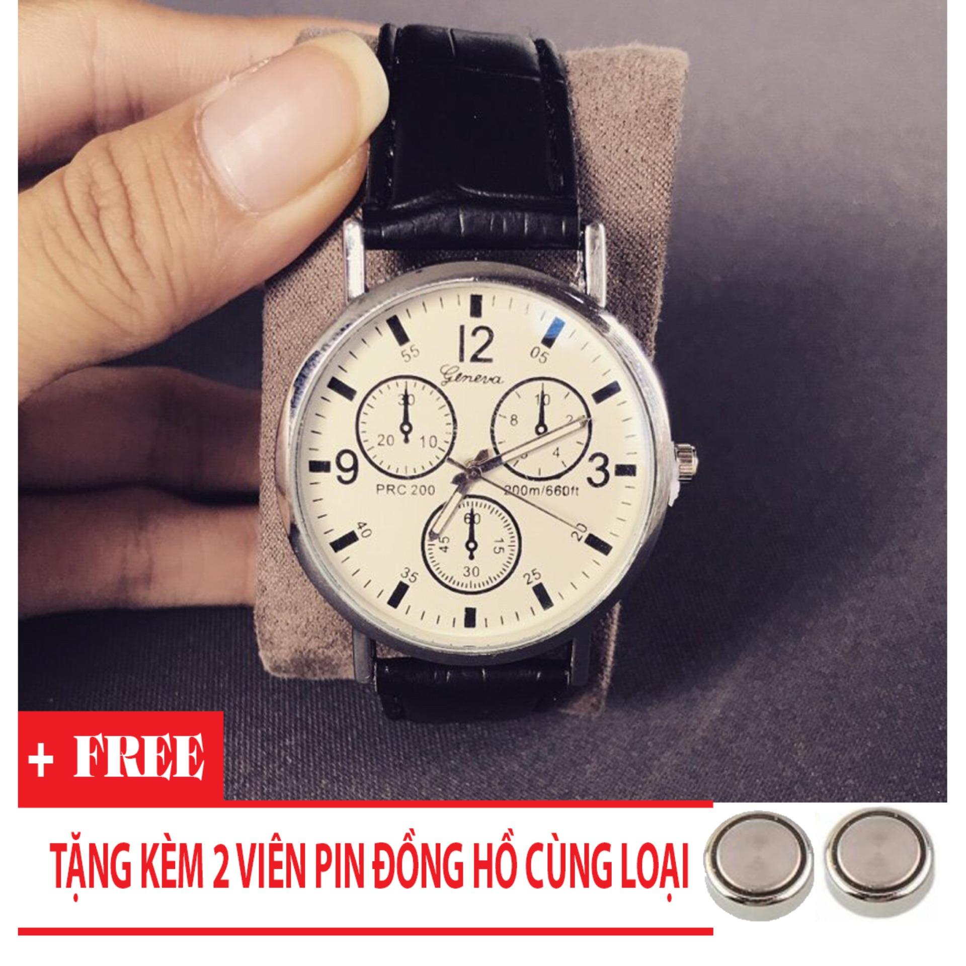 Đồng hồ nam giá rẻ TimeZone Geneva cá tính (Trắng) + Tặng Kèm Pin Đồng Hồ