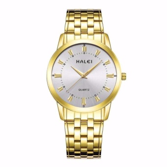 Đồng hồ nam Halei 502 dây vàng mặt trắng chống nước - N1079  