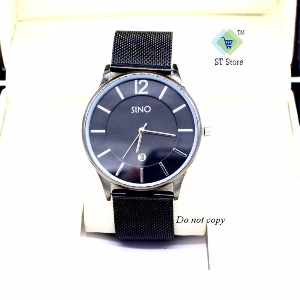 Đồng hồ nam SINO dây nhuyễn thời trang ST-S7155 (đen kim bạc)