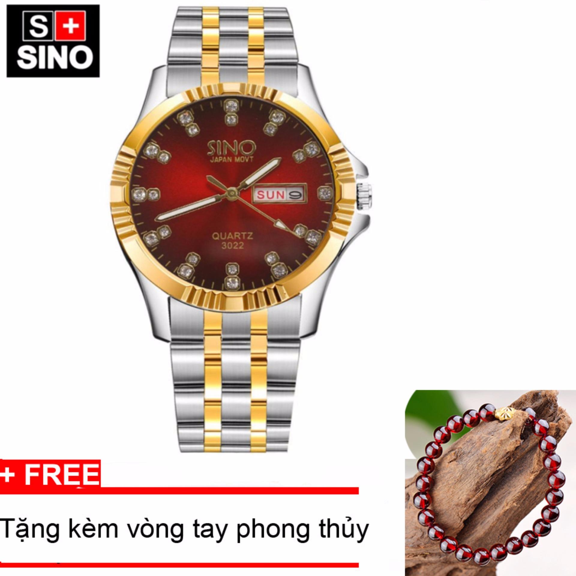 Đồng hồ nam Sino Japan Movt Red Luxury, tặng vòng tay đá đỏ TPO-S3022