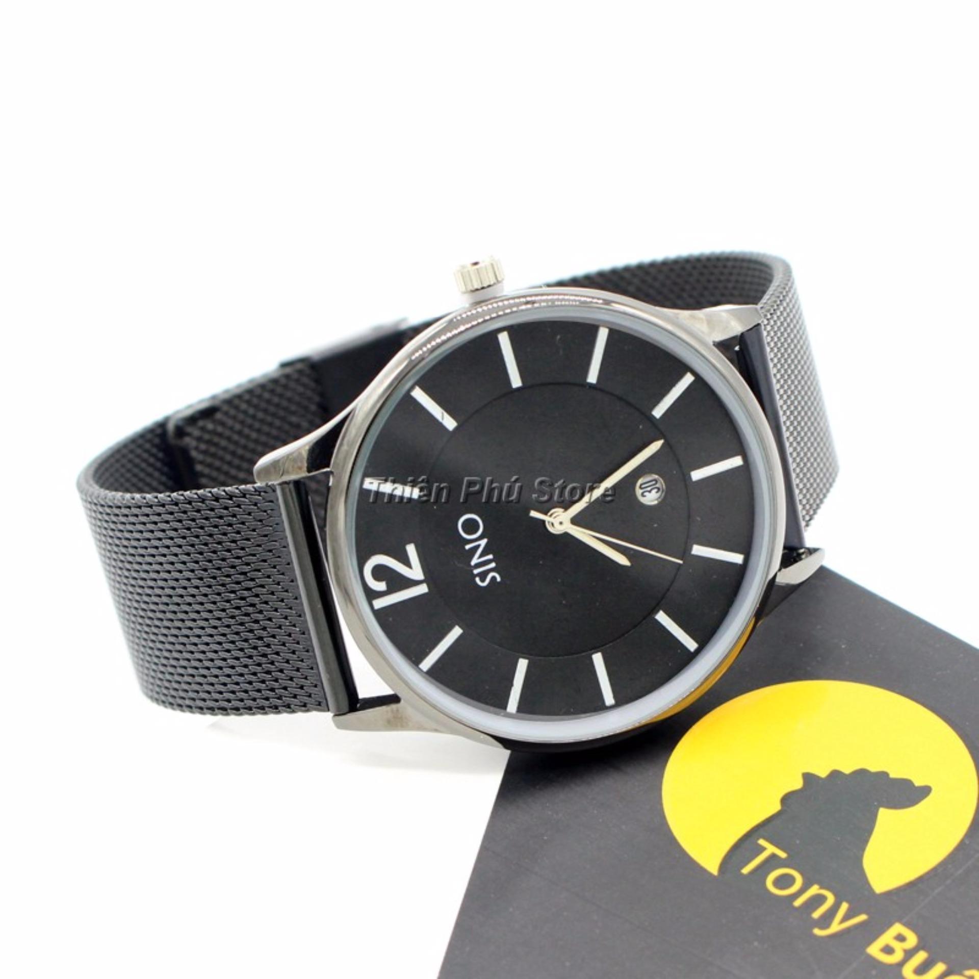 Đồng hồ nam thời trang dây lụa SINO 8155 TP-S8155 (đen kim bạc)