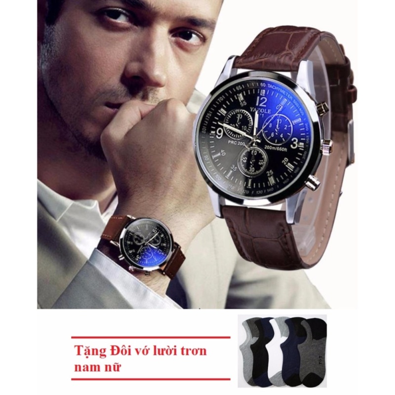 Nơi bán Đồng hồ nam thời trang YZL (Nâu) + Tặng Đôi vớ lười trơn nam