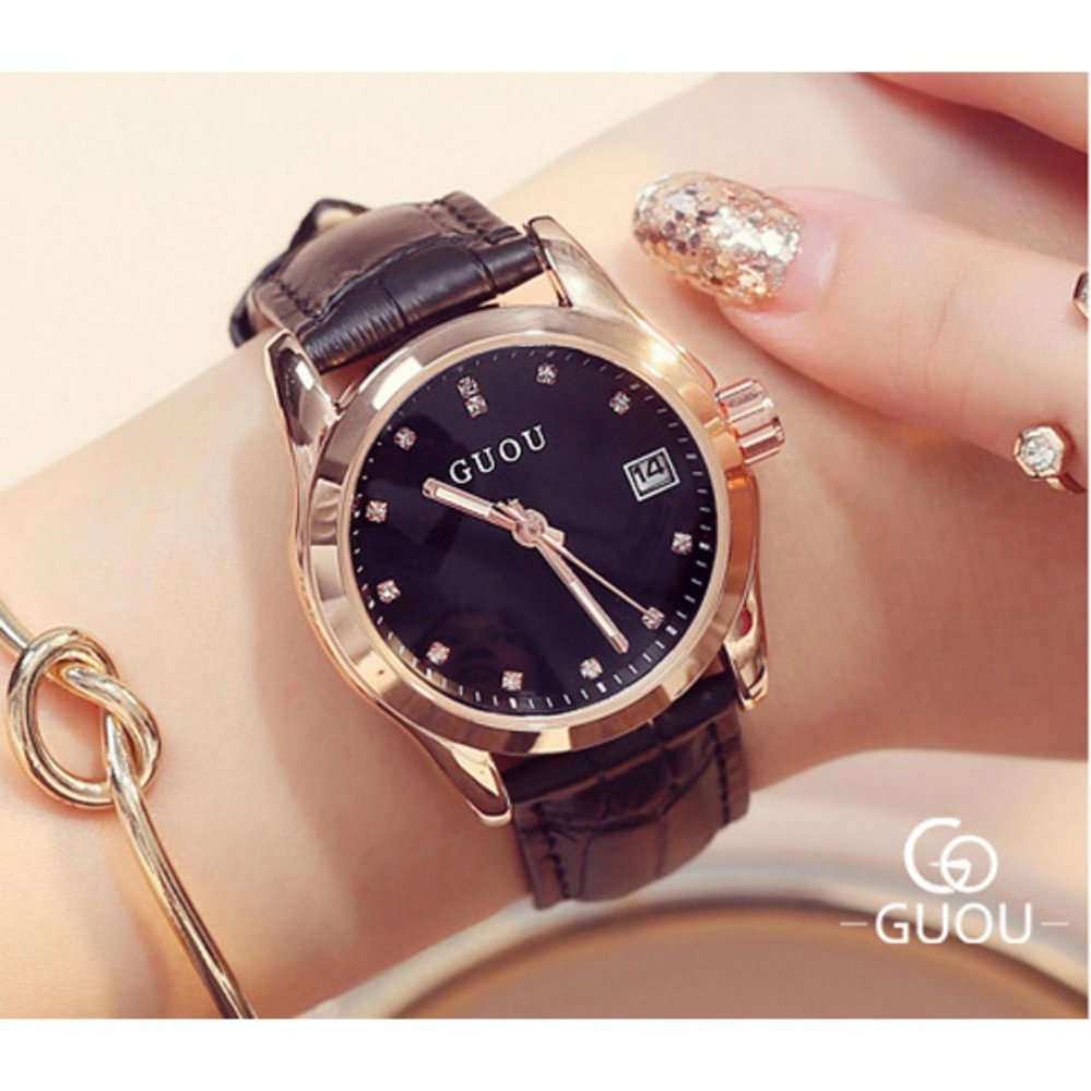 Đồng hồ nữ dây da cao cấp Guou 8076