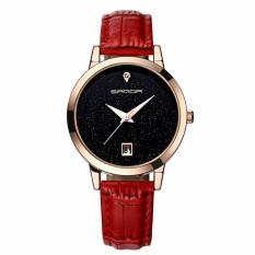 Đồng hồ nữ dây da cao cấp SANDA JAPAN MOVT SA194 – dây đỏ, tặng kèm dây chuyền tỳ hưu thạch anh