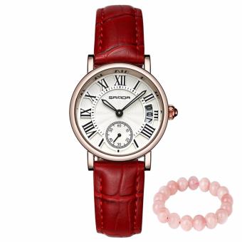 Đồng hồ nữ dây da cao cấp SANDA JAPAN P206 3 màu, tặng kèm vòng tay thạch anh - Dây...