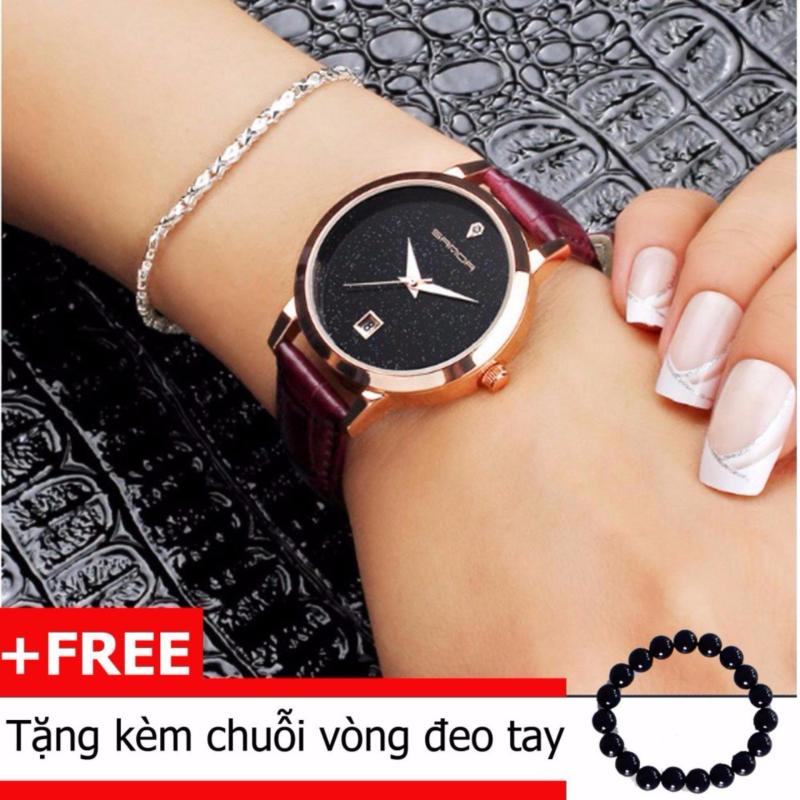 Giá bán Đồng hồ nữ dây da Sanda 1001 (Dây màu đỏ mận)