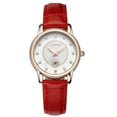 Đồng hồ nữ dây da Sanda 198 lịch ngày sang trọng (Trắng phối đỏ)