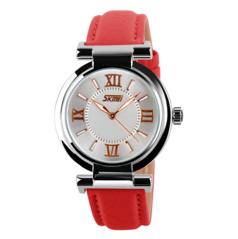 Đồng hồ nữ dây da Skmei 9075 (Đỏ)