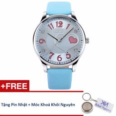 Đồng hồ nữ dây da Skmei 90KCN85 (Xanh) + Tặng pin Nhật, móc khoá