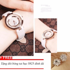 Bảng Báo Giá Đồng hồ nữ dây da thời trang đá lăn GUOU – tặng vòng tay pha lê   ST-Store