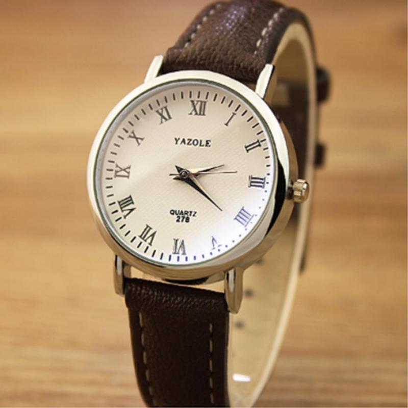 Đồng hồ nữ dây da YZ278 mặt trắng quai nâu bán chạy