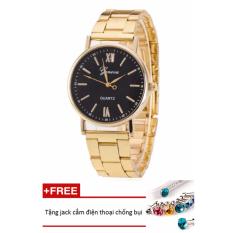 Đồng hồ nữ dây hợp kim Geneva PKHRGE050-2 (vàng mặt đen) + Tặng 1 jack chống bụi cho điện thoại