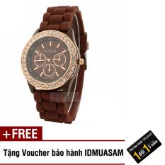 Đồng hồ nữ dây silicon thời trang Geneva 8274 (Nâu) + Tặng kèm voucher bảo hành IDMUASAM