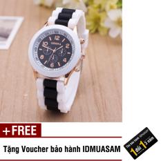 Đồng hồ nữ dây silicon thời trang Geneva 8291 (Đen) + Tặng kèm voucher bảo hành IDMUASAM
