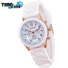 Đồng hồ nữ dây silicon TimeZone Geneva Khởi My (Dây Trắng, Mặt Trắng)