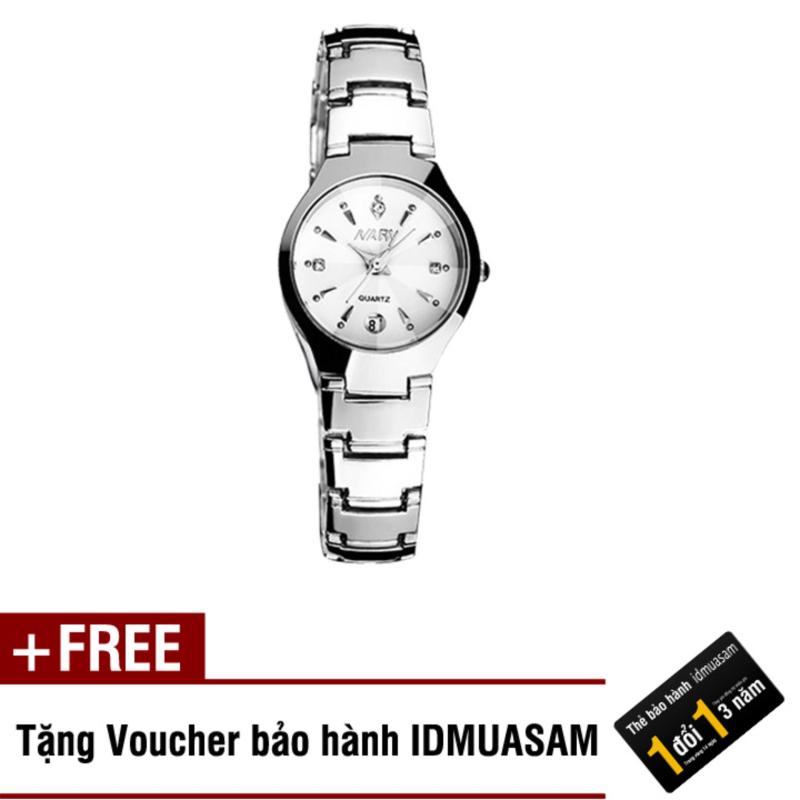 Giá bán Đồng hồ nữ dây thép không gỉ cao cấp Nary 2564 (Trắng) + Tặng kèm voucher bảo hành IDMUASAM