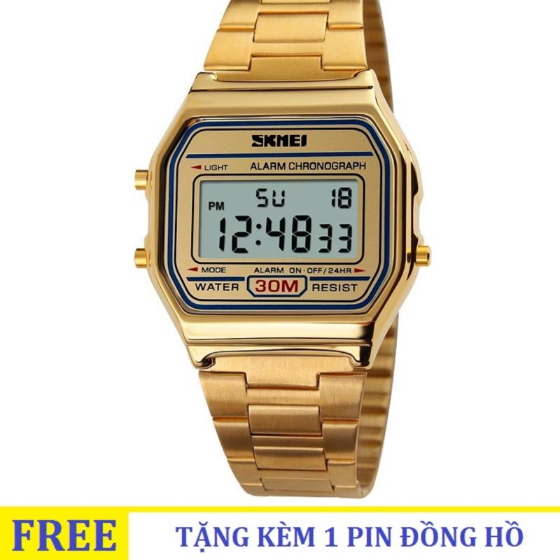 Đồng hồ Nữ dây thép không gỉ SKMEI 1123 Digital (Gold) bán chạy