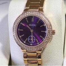 Cập Nhật Giá Đồng hồ nữ GUOU CH271 màu vàng hồng đính đá – mặt tím   Bảo Tín Watches