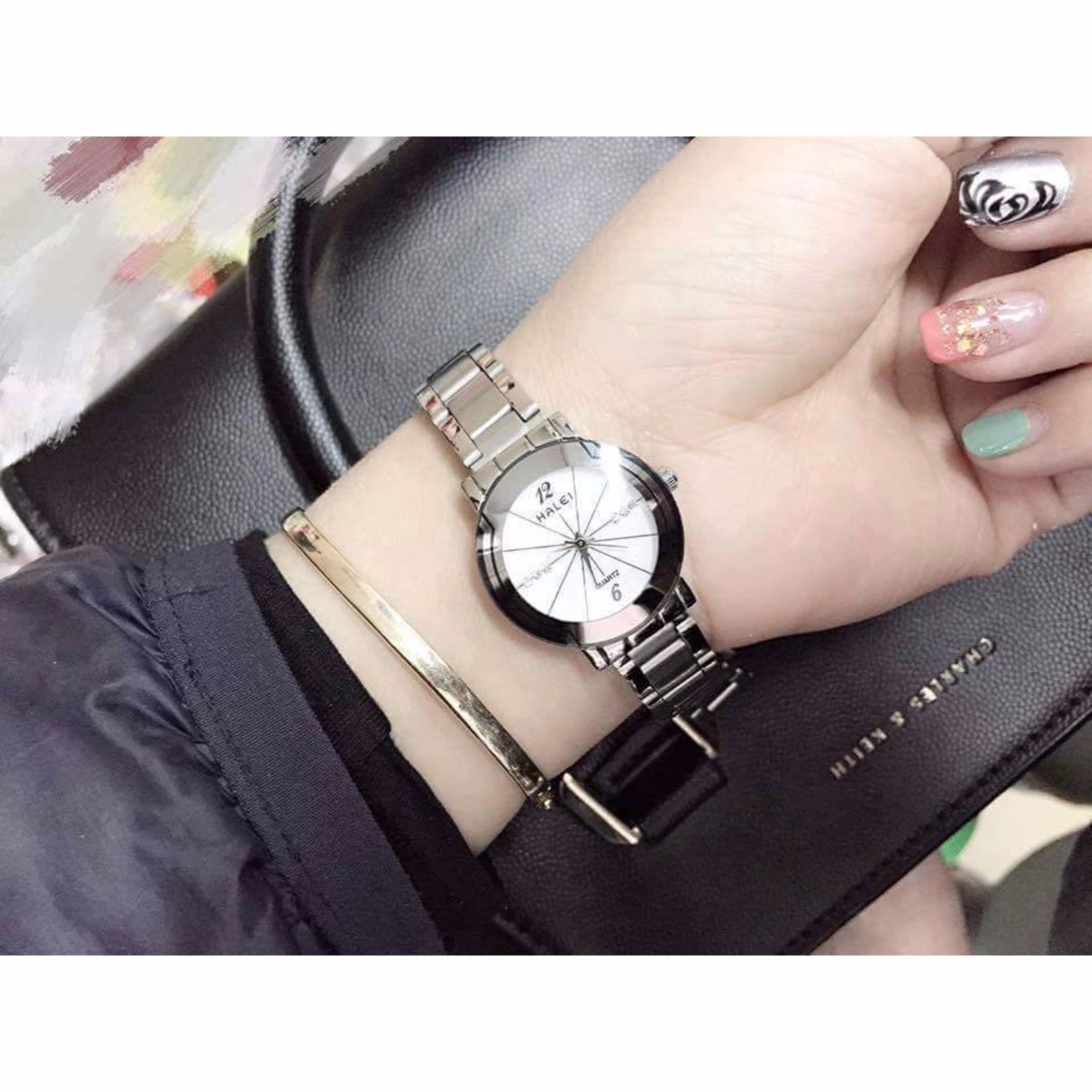 Đồng hồ nữ Halei 590 màu trắng cực xinh