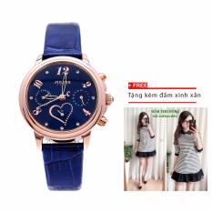 Đồng hồ nữ JULIUS Hàn Quốc dây da JU1016 (Xanh đen)+tặng 1 đầm nữ xinh xắn