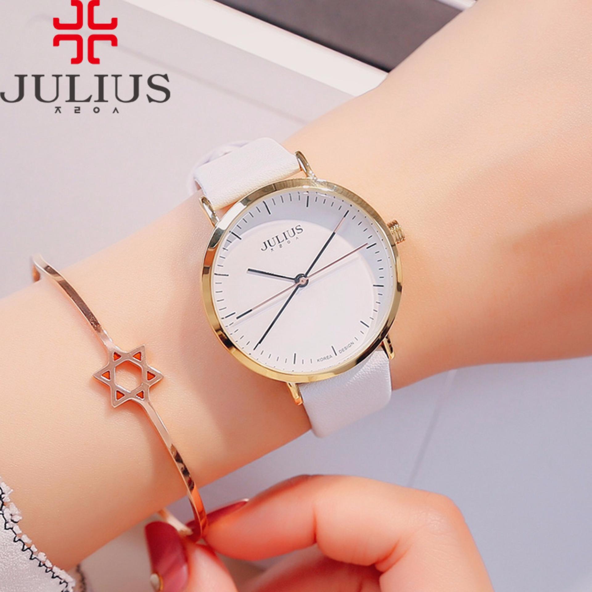 Đồng hồ nữ JULIUS Hàn Quốc JA978 dây da trắng