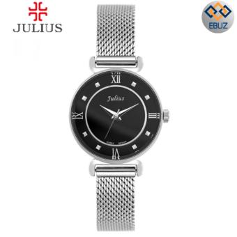 Đồng hồ nữ JULIUS JA728 dây thép (mặt đen)  