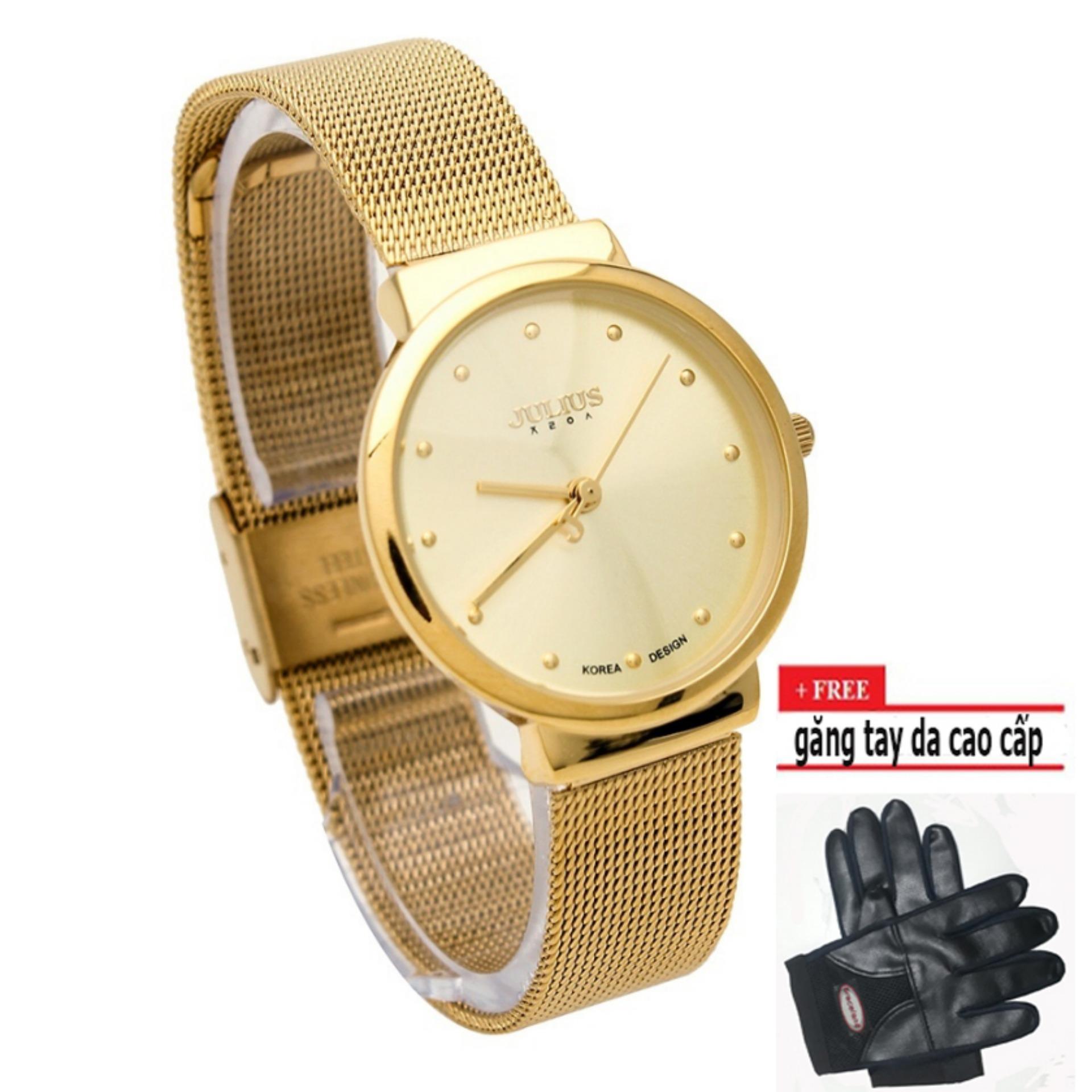 Đồng hồ Nữ Julius JU1052 siêu mỏng (vàng)+ tặng găng tay cao cấp