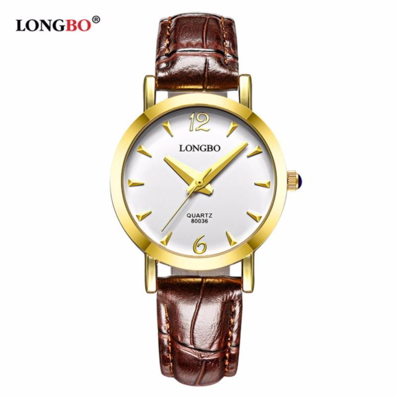 Nơi bán Đồng hồ Nữ LONGBO 80036026 (vàng, mặt trắng, dây da nâu)