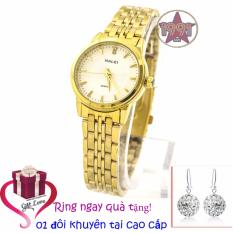 So Sánh Giá Đồng hồ nữ mạ vàng cao cấp Halei chống nước HL5906 (mặt trắng) + Tặng kèm một đôi khuyên tai cao cấp   Slim1991