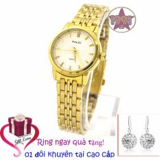 Chỗ nào bán Đồng hồ nữ mạ vàng cao cấp Halei chống nước HL5906 (mặt trắng) + Tặng kèm một đôi khuyên tai cao cấp