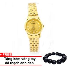 Chỗ bán Đồng hồ nữ mạ Vàng cao cấp HaLei HL443 (Mặt Vàng) +Tặng kèm vòng tay thạch anh đen