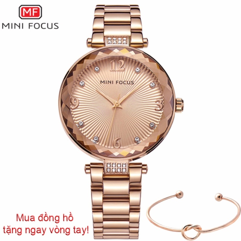 Nơi bán Đồng hồ nữ MINI FOCUS dây thép mặt số đính đá MDL-MF038 tặng vòng tay thời trang