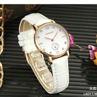 Đồng hồ nữ SANDA JAPAN - dây trắng, tặng kèm vòng tay thạch anh