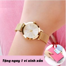 Đồng hồ nữ dây kim loại thời trang PJ70LPU (Vàng) + Tặng kèm ví nữ nhiều ngăn