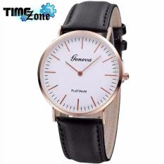 Đồng hồ Unisex dây da cao cấp TimeZone Geneva Fashion 2018 (Dây Đen, Mặt Trắng) + Tặng Kèm Hộp