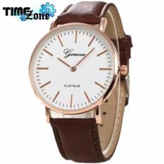 Đồng hồ Unisex dây da cao cấp TimeZone Geneva Fashion 2018 (Dây Nâu, Mặt Trắng) + Tặng Kèm Hộp