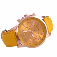 Đồng hồ Unisex dây da Geneva cá tính (Dây Màu Trà, Mặt Màu Trà) + Tặng Kèm Hộp