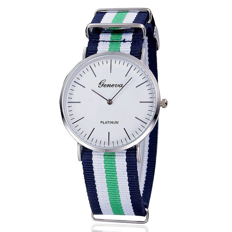 Nơi bán Đồng hồ Unisex dây vải nato Geneva GE002-2 (Xanh sọc)