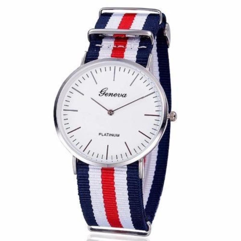 Nơi bán Đồng hồ Unisex dây vải nato Geneva GE002 (Xanh đỏ)