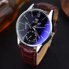 Đồng hồ yazole 314 dây da sang trọng ( màu nâu mặt đen )